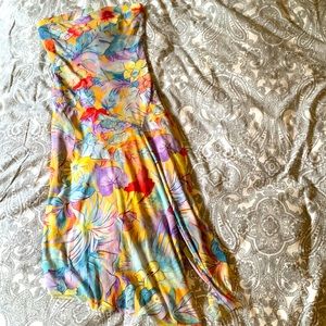 Sweet Pea tropical strapless mesh dress